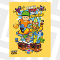 Load image into Gallery viewer, Cartoon characters from 'Stumble Guys' on a yellow background with text 'Can't Stop the Stumble'.