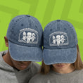 Load image into Gallery viewer, People wearing blue hats featuring Stumble Guys graphics against a vibrant green background.