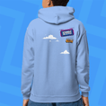 Load image into Gallery viewer, Child wearing a Stumble Guys hoodie on blue background