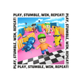 Load image into Gallery viewer, Stumble Guys characters in a colorful setting with text 'Play, Stumble, Win, Repeat!' on a white background.