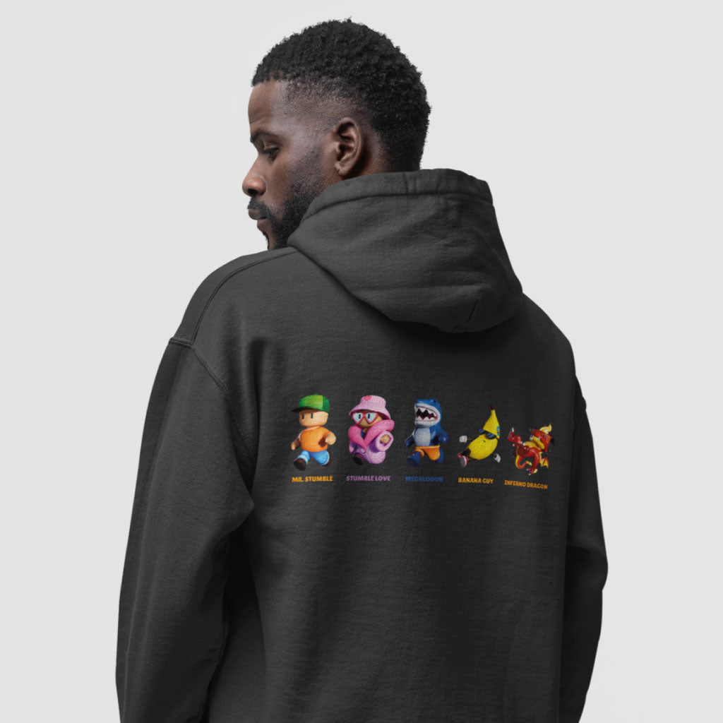 Stumble Guys in a Line Black Hoodie