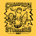 Load image into Gallery viewer, Stumble Guys characters on a yellow background with text 'Champion Stumblers Only'.