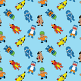 Load image into Gallery viewer, Pattern of Stumble Guys characters on a blue background