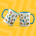 Load image into Gallery viewer, Two mugs with 'Stumble Guys' character patterns on a yellow background