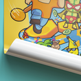 Load image into Gallery viewer, Stumble Guys illustration of characters on a yellow background with a roll of paper in the foreground.
