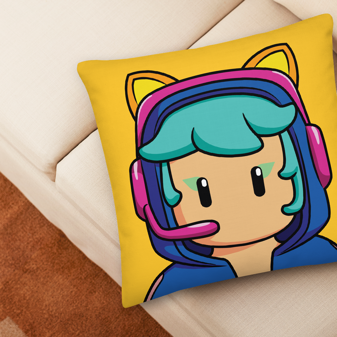 Gamer pillow on a yellow background