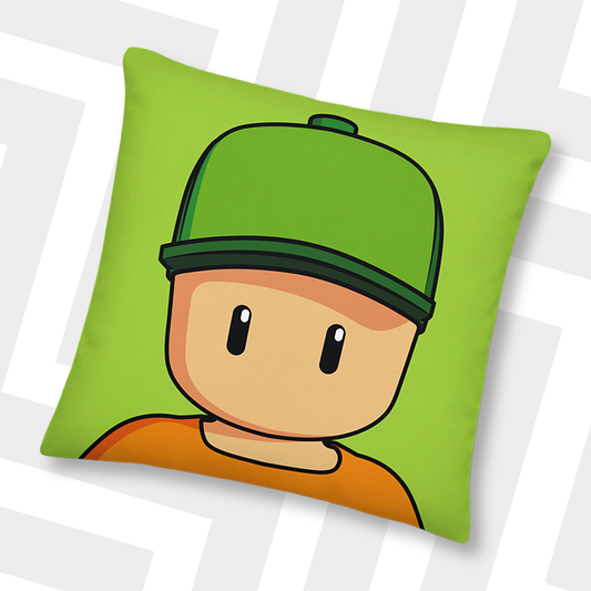 Mr. Stumble pillow on a white background