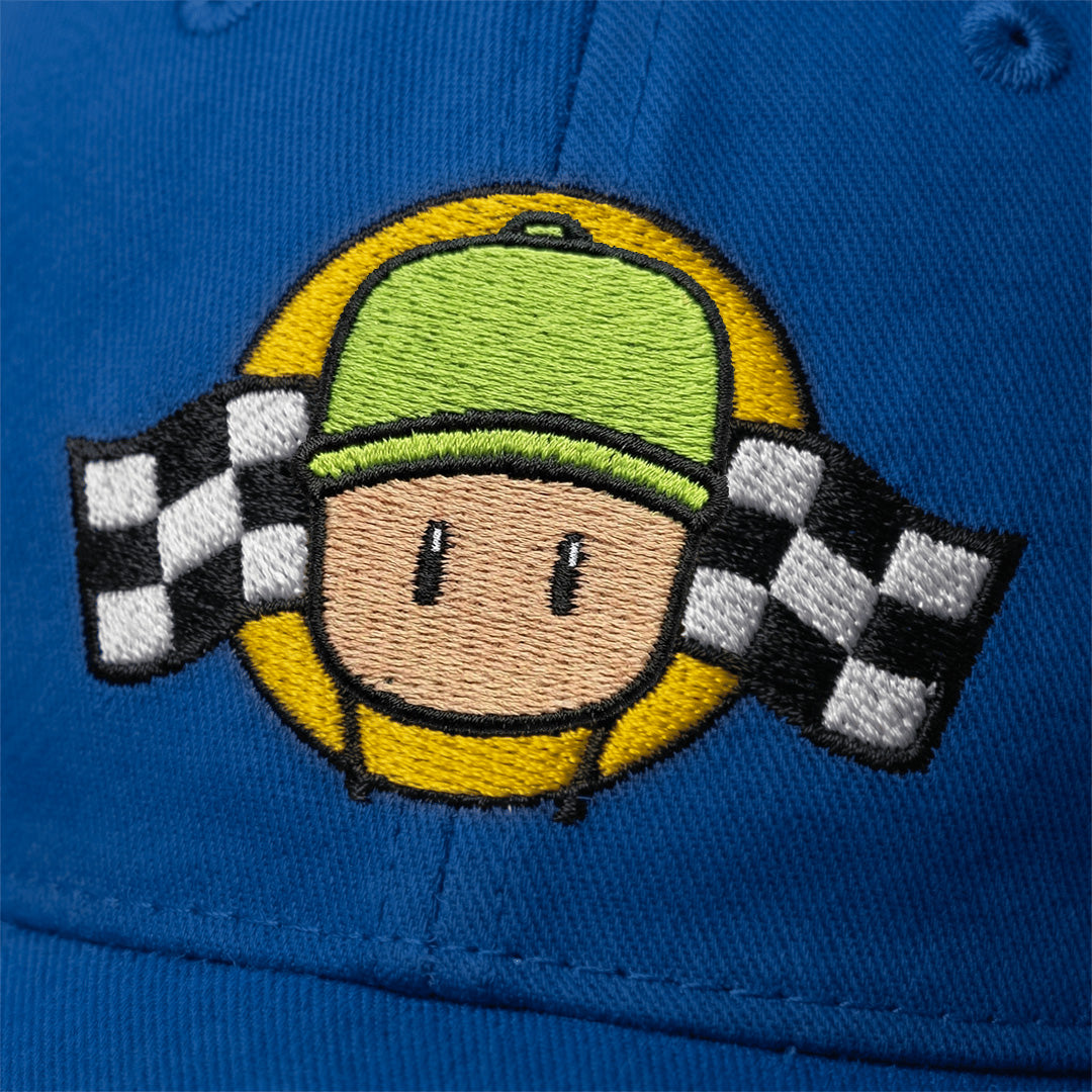 Blue cap with a embroidered Mr. Stumble