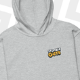 Load image into Gallery viewer, Gray hoodie with 'Stumble Guys' logo on a white background
