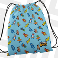 Load image into Gallery viewer, Drawstring bag with Stumble Guys character pattern on a blue background
