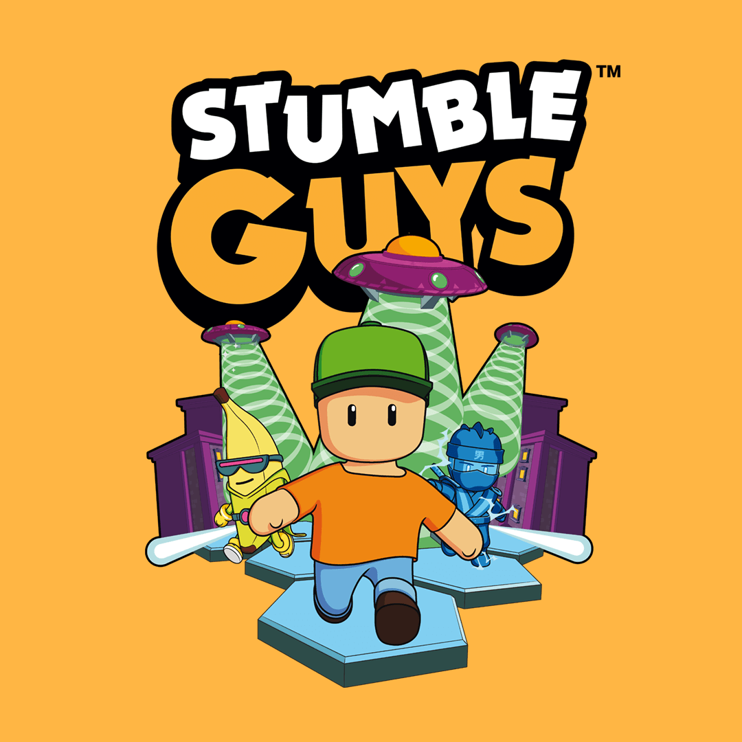 Stumble Guys Art on an orange background