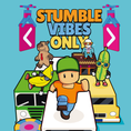 Load image into Gallery viewer, Stumbke Guys Characters on a blue background with 'Stumble Vibes Only' text.

